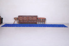 Custom royal blue Moroccan runner rug - Dotted wool look