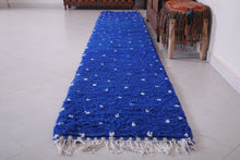 Custom royal blue Moroccan runner rug - Dotted wool look