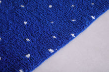 Custom royal blue Moroccan runner rug - Dotted wool look