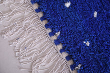 Custom royal blue Moroccan runner rug - Dotted wool look