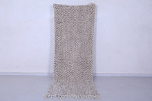 Custom dotted wool runner rug - Neutral cream & deep brown