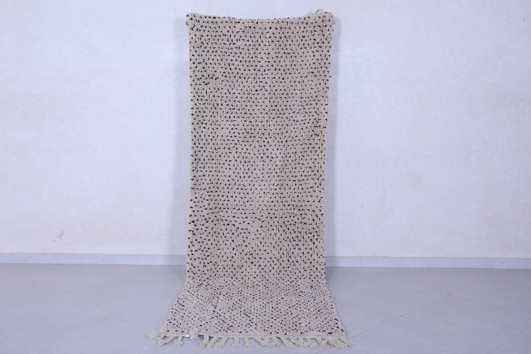 Custom dotted wool runner rug - Neutral cream & deep brown