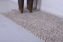 Custom dotted wool runner rug - Neutral cream & deep brown