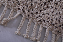 Custom dotted wool runner rug - Neutral cream & deep brown