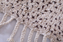 Custom dotted wool runner rug - Neutral cream & deep brown