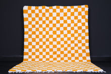 Yellow Checkered rug - Moroccan rug - Wool rug