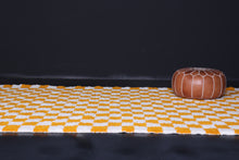 Yellow Checkered rug - Moroccan rug - Wool rug