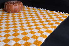 Yellow Checkered rug - Moroccan rug - Wool rug