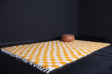 Yellow Checkered rug - Moroccan rug - Wool rug