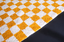 Yellow Checkered rug - Moroccan rug - Wool rug