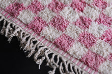 Pink Checkered rug - Moroccan checkered rug - Berber rug