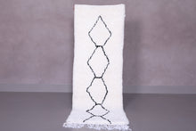 Custom beni ourain runner rug - Cream wool with black diamond design