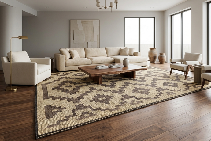 Large Tuareg Rug 10.2 x 16.5 ft – Handwoven Sahara Mat in Natural Fibers with Tribal Pattern