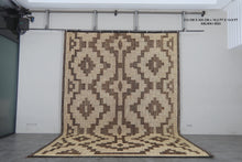 Large Tuareg Rug 10.2 x 14.9 ft – Handwoven Sahara Mat in Natural Fibers with Tribal Pattern