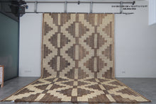 Large Tuareg Rug 10.3 x 17.5 ft – Handwoven Beige Brown Geometric Desert Mat