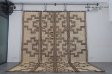 Extra Large Tuareg Rug 11.7 x 15 ft – Handwoven Beige Brown Geometric Tribal Mat