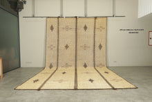 Minimalist tuareg rug - Beige with tribal brown motifs - 9.1 ft X 15 ft