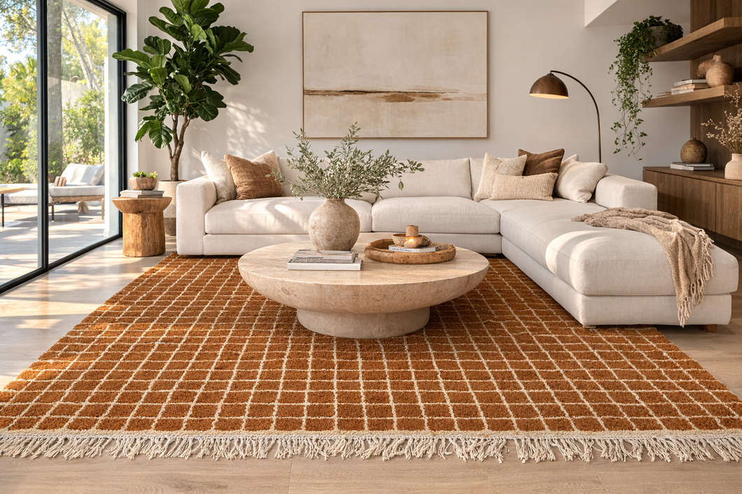 Checkered moroccan rug - Custom Wool Rug -Handwoven rug
