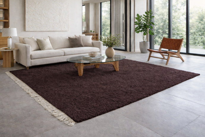 Dark Brown Hand-Knotted Moroccan Rug - Custom Wool Rug | Rich Elegance
