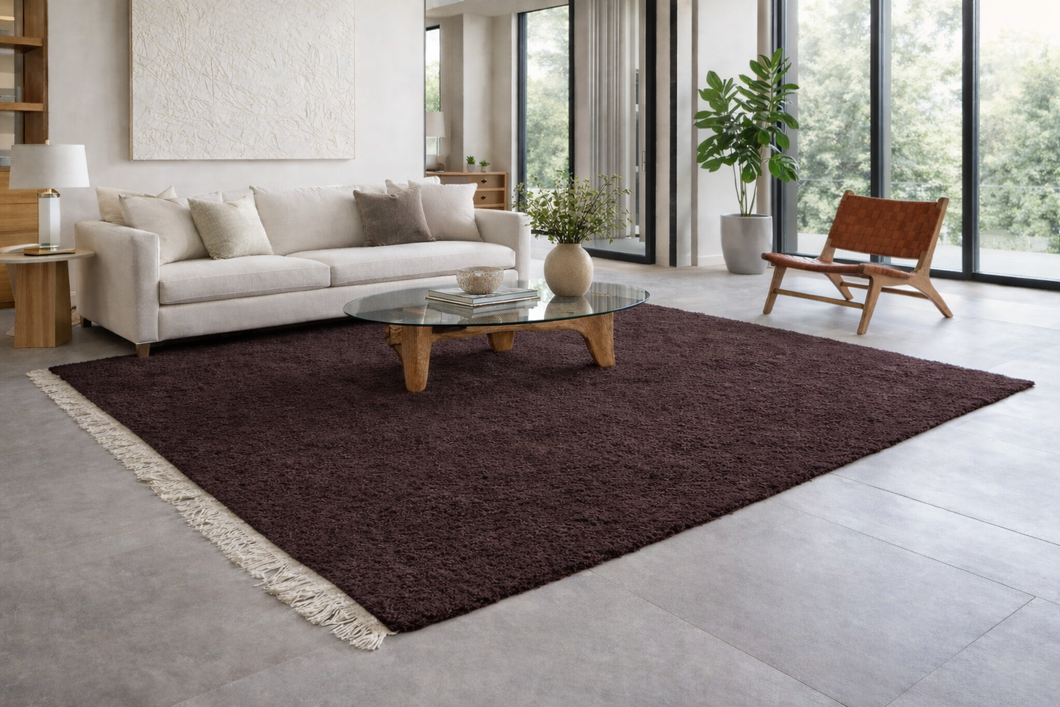 Dark Brown Hand-Knotted Moroccan Rug - Custom Wool Rug | Rich Elegance