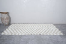 Custom cream & beige checkered rug - Moroccan runner rug