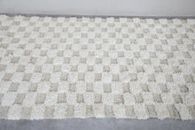 Custom cream & beige checkered rug - Moroccan runner rug