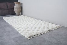 Custom cream & beige checkered rug - Moroccan runner rug