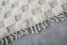 Custom cream & beige checkered rug - Moroccan runner rug