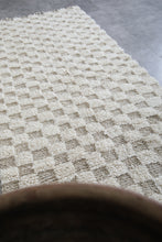 Custom cream & beige checkered rug - Moroccan runner rug