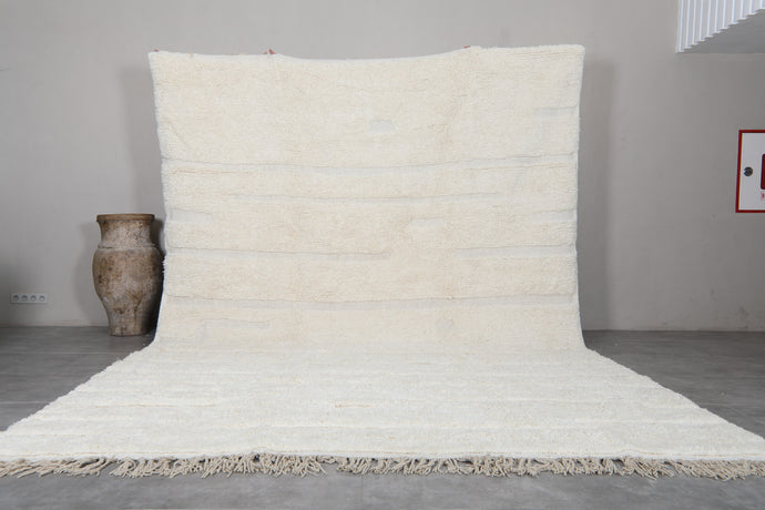 White Moroccan Wool Rug - Handwoven Berber Carpet