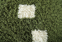 Green Moroccan rug with white checkered design - Custom size