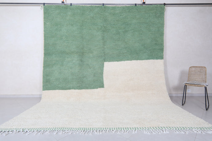 Moroccan green and beige rug - Custom Berber rug - Contemporary rug