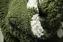 Green Moroccan rug with white checkered design - Custom size