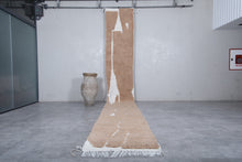 Custom Moroccan runner rug - Beige and white wool rug