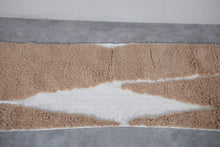 Custom Moroccan runner rug - Beige and white wool rug