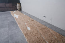 Custom Moroccan runner rug - Beige and white wool rug