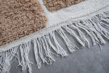 Custom Moroccan runner rug - Beige and white wool rug