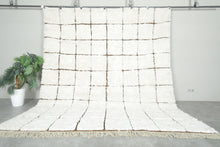 Moroccan beni ourain rug – White & brown checkered rug - Custom size