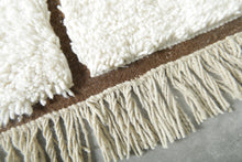 Moroccan beni ourain rug – White & brown checkered rug - Custom size