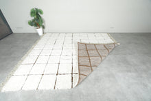 Moroccan beni ourain rug – White & brown checkered rug - Custom size