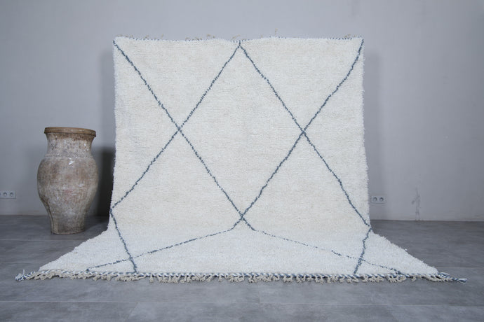 Handmade Moroccan Berber Rug - Custom Rug with Blue Lines