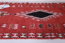 Custom Moroccan runner rug - Burnt red with pink & black tribal motifs