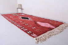 Custom Moroccan runner rug - Burnt red with pink & black tribal motifs