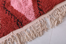 Custom Moroccan runner rug - Burnt red with pink & black tribal motifs