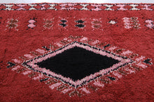 Custom Moroccan runner rug - Burnt red with pink & black tribal motifs