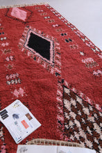 Custom Moroccan runner rug - Burnt red with pink & black tribal motifs