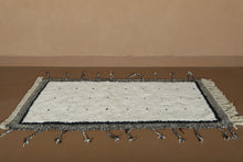 Creamy Moroccan rug with black patterns – Custom handmade