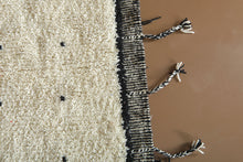 Creamy Moroccan rug with black patterns – Custom handmade