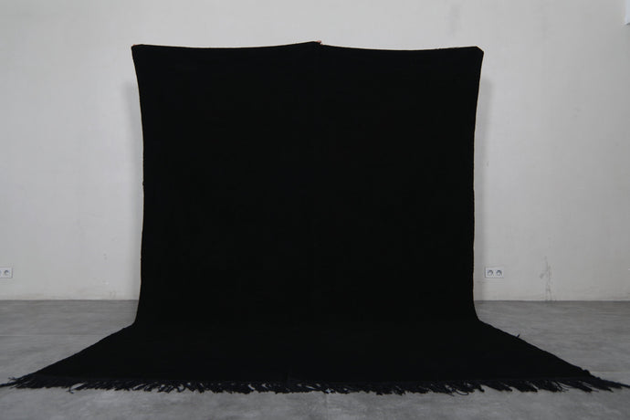 Handmade Moroccan Black Wool Rug – Custom Beni Ourain Berber Carpet