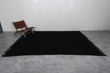Handmade Moroccan Black Wool Rug – Custom Beni Ourain Berber Carpet